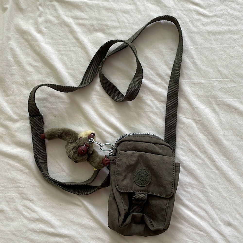 Army Green Kipling Crossbody Phone Bag